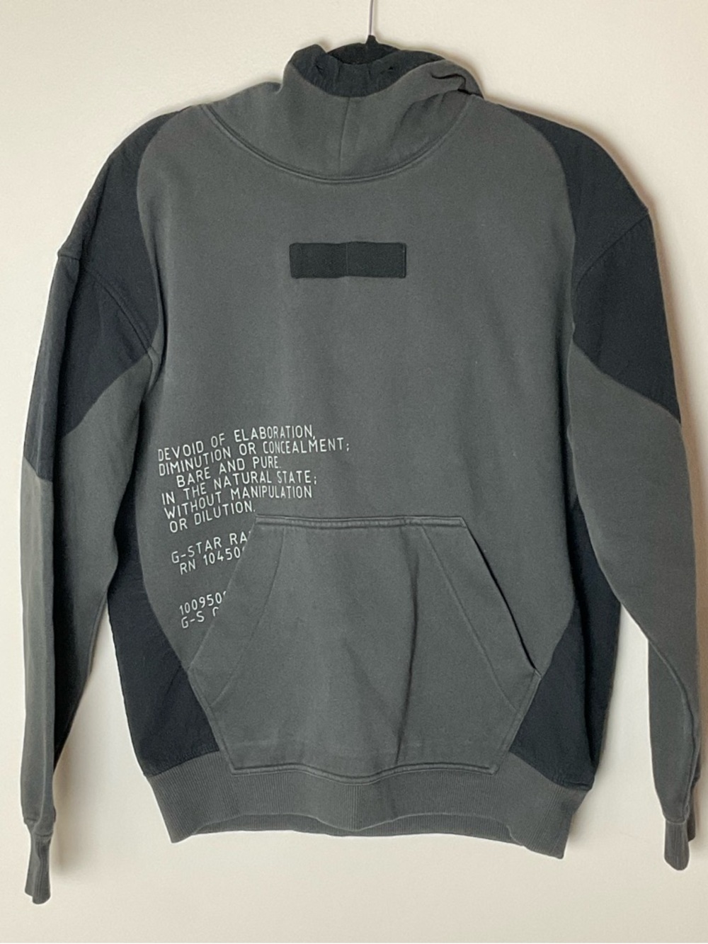 G-Star Two-Tone Charcoal & Black Mix Graphic Hoodie Cyberpunk Streetwear Rare M